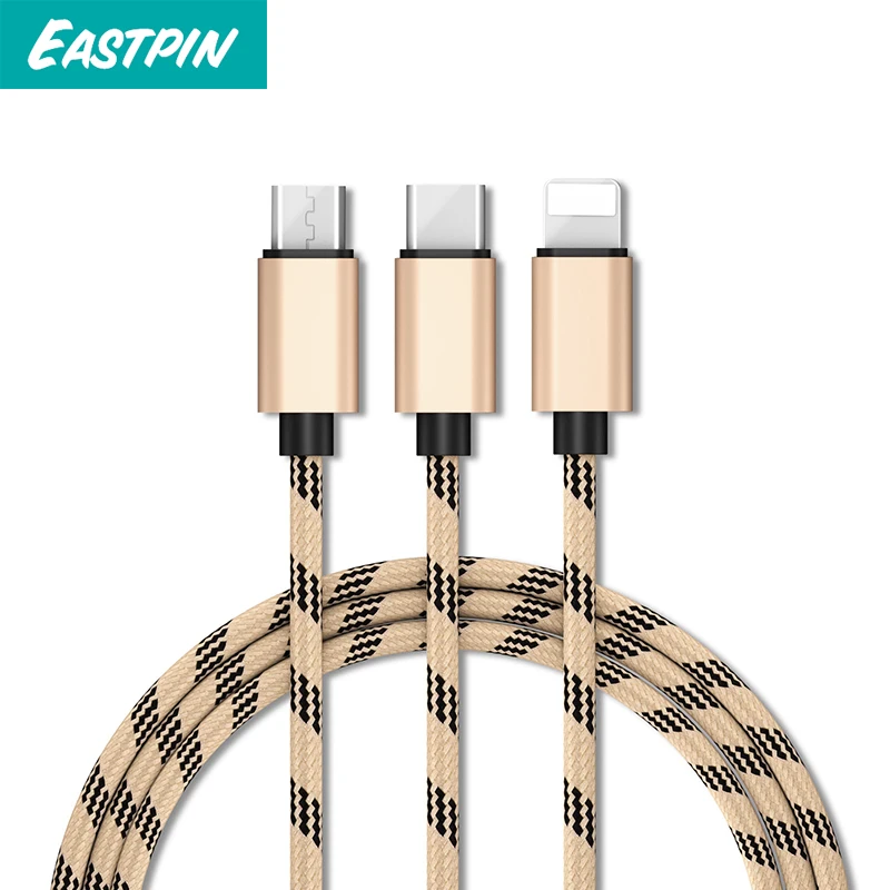 

10Pcs MFi Certified Charger, 3 in 1 Micro USB Cable 8 Pin cable USB Type C Charging Cord for 8pin phones,Samsung Galaxy,Huawei