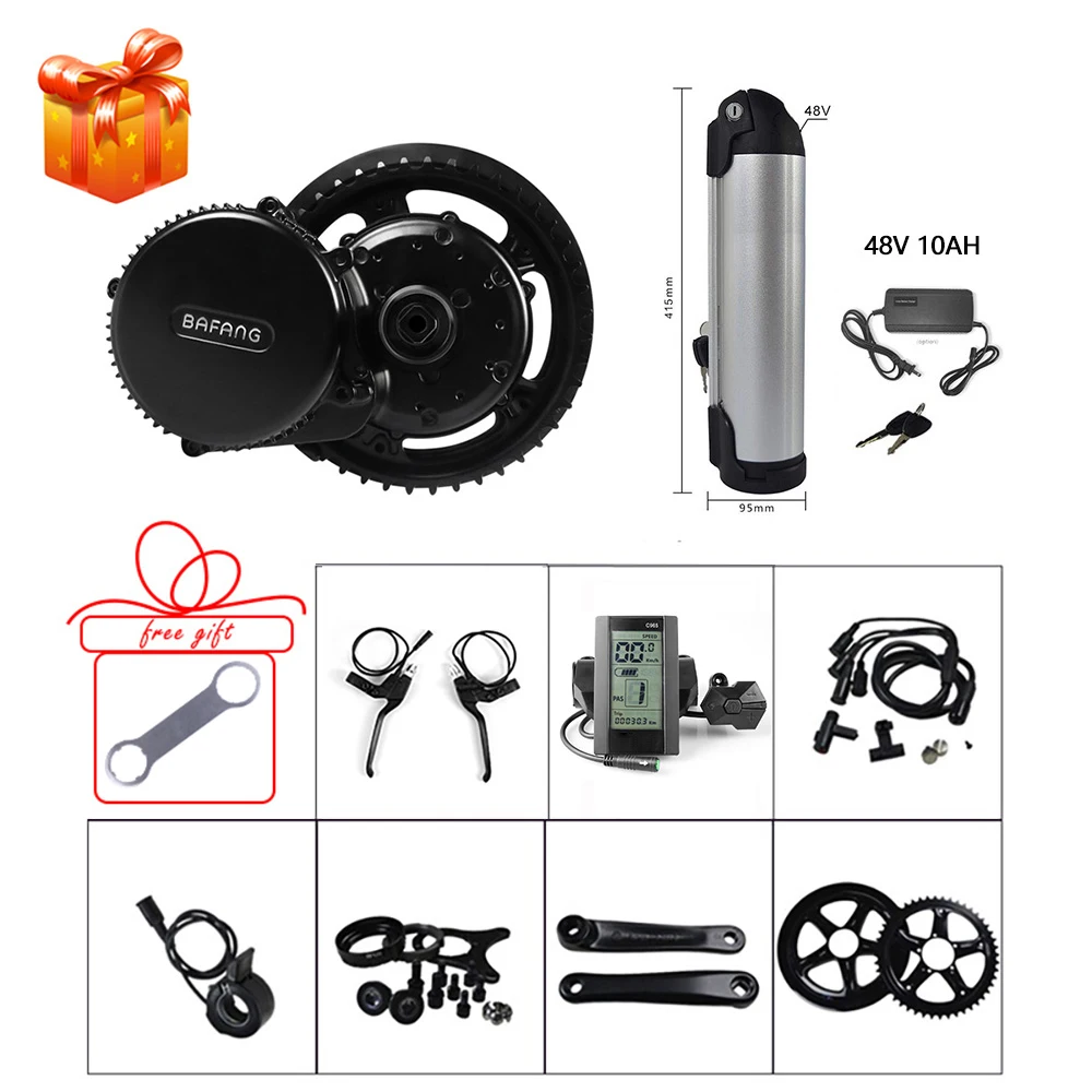 Flash Deal Bafang Electric Bicycle Conversion Kits 48V 350W Mid Motor 10 Ah Kettle Lithium Battery E-bike 68-73 mm Whole DIY Kits BBS01B 0