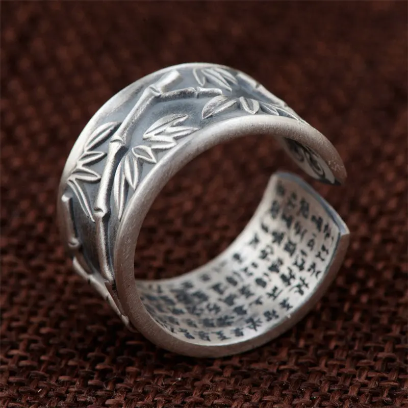 V. YA 990 серебряные мужские кольца ретро листья бамбука s990-серебряное Открытое кольцо для мужчин и женщин Романтический Подарок на годовщину