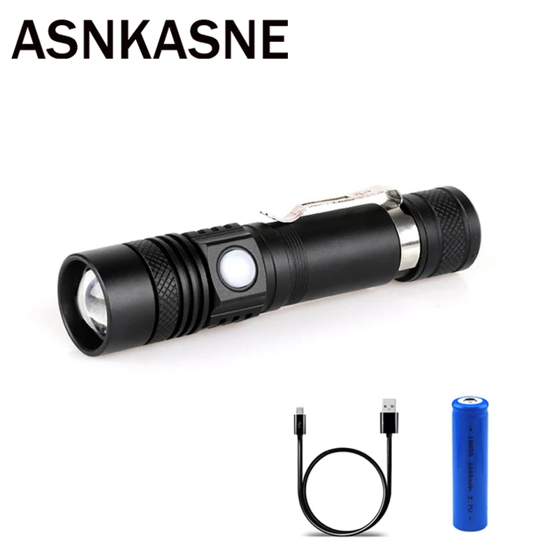 

ASNKASNE NEW Powerful 4000LM CREE XM-L T6 LED Flashlight Rechargeable Tactical Torch Zoomable 3 Mode Focus Torch Light For 18650