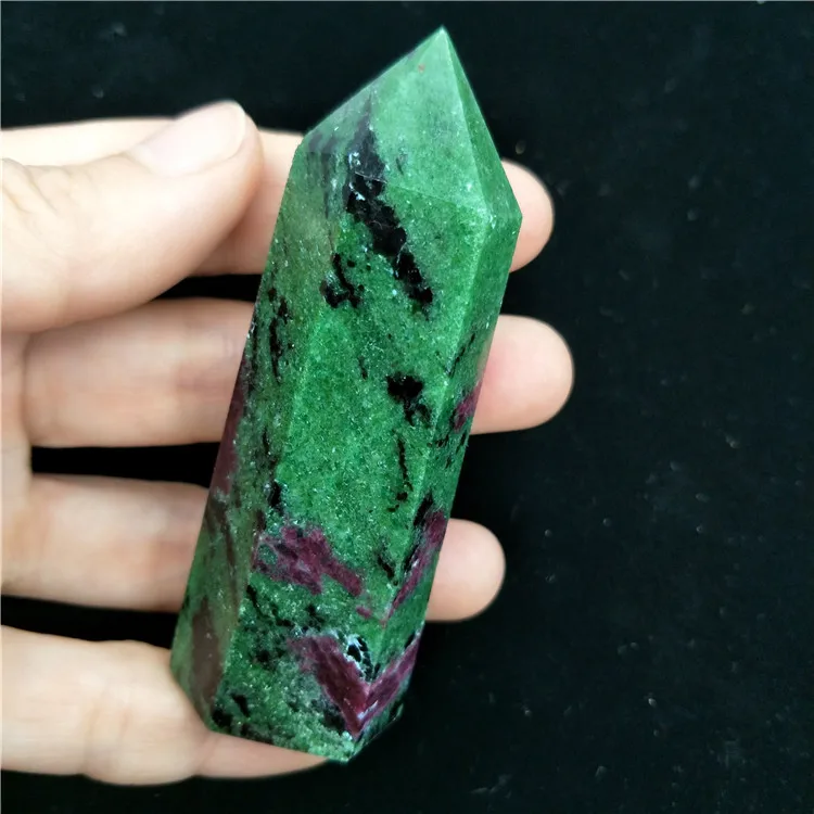 1pieces natural crystal healing points tower red green ruby point