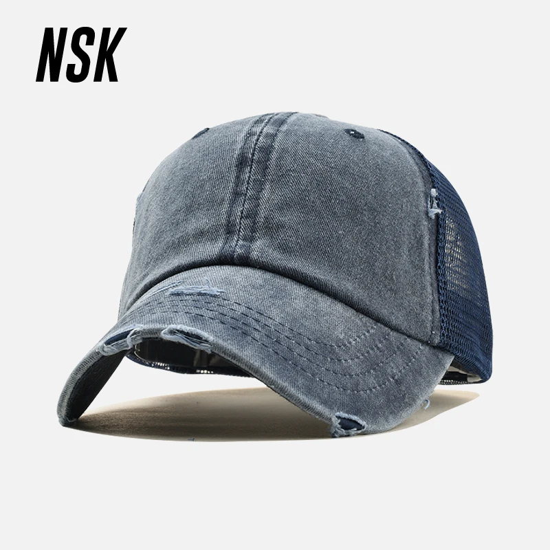 

NSK Baseball Cap For Men Women Summer Mesh Fashion Peaked Cap Washed Cotton Retro Cap Curved Snapback Hat Hip Hop Hat Casual Cap