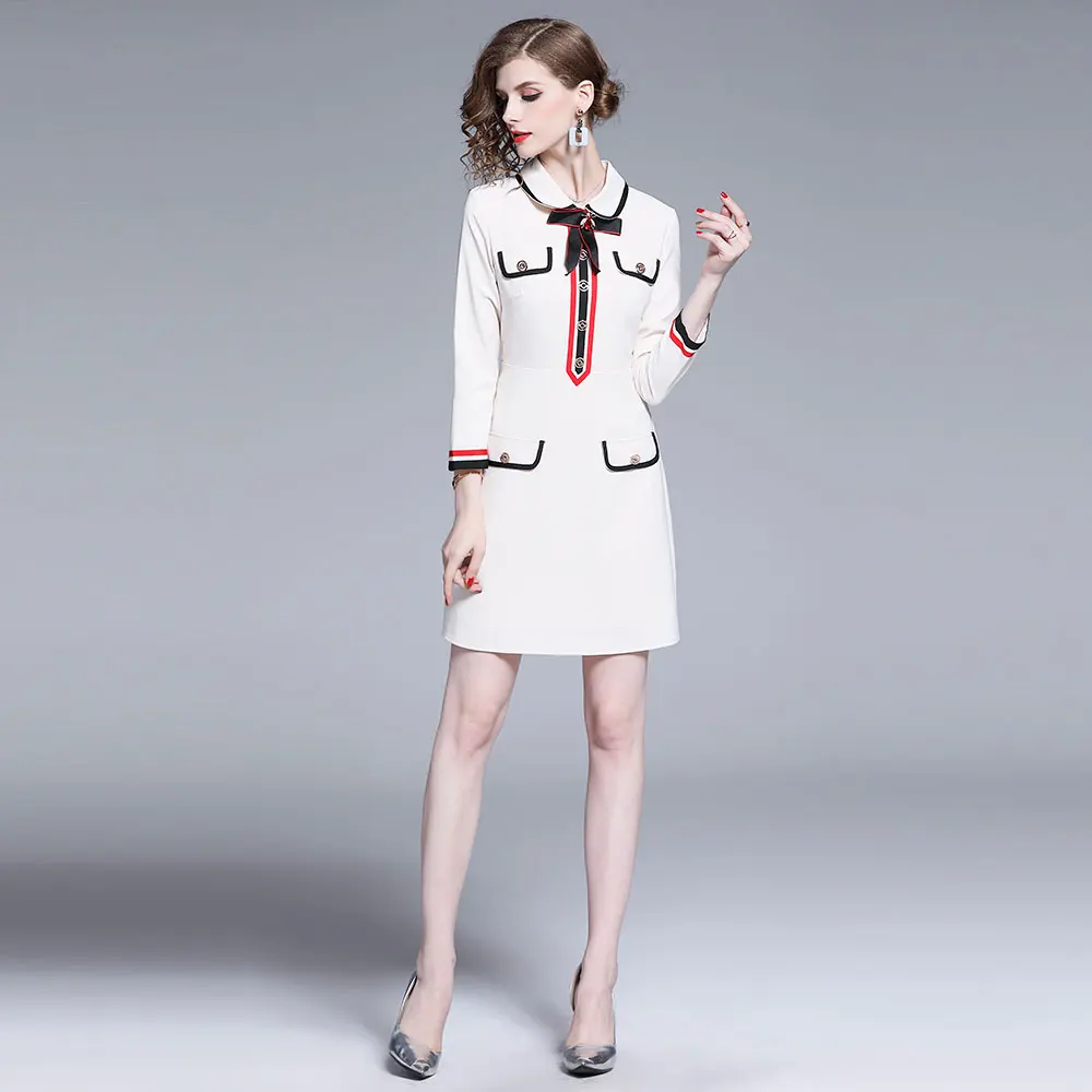

Borisovich Women Elegant A-line Dress New Autumn 2019 Fashion Preppy Style Peter Pan Collar Ladies Party Dresses N1442
