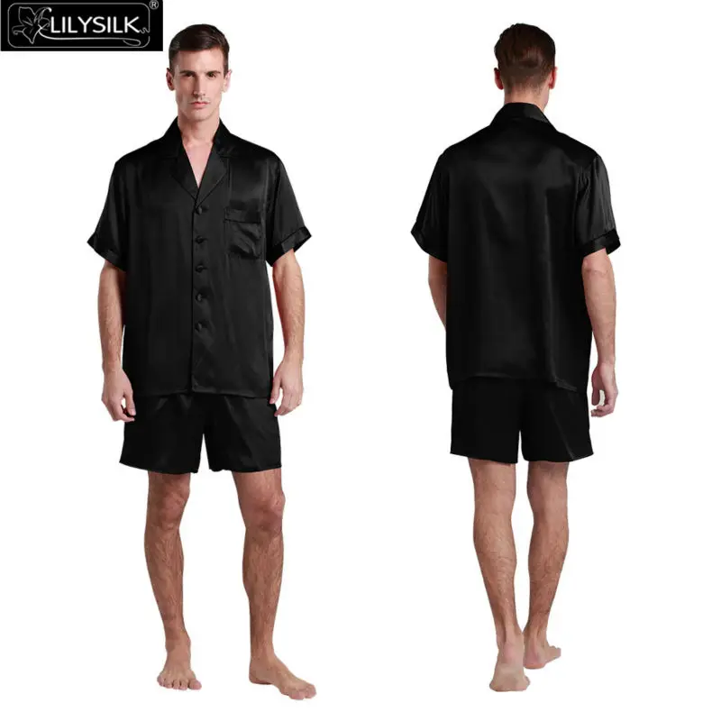1000-black-22-momme-contrast-trim-short-silk-pyjamas-set