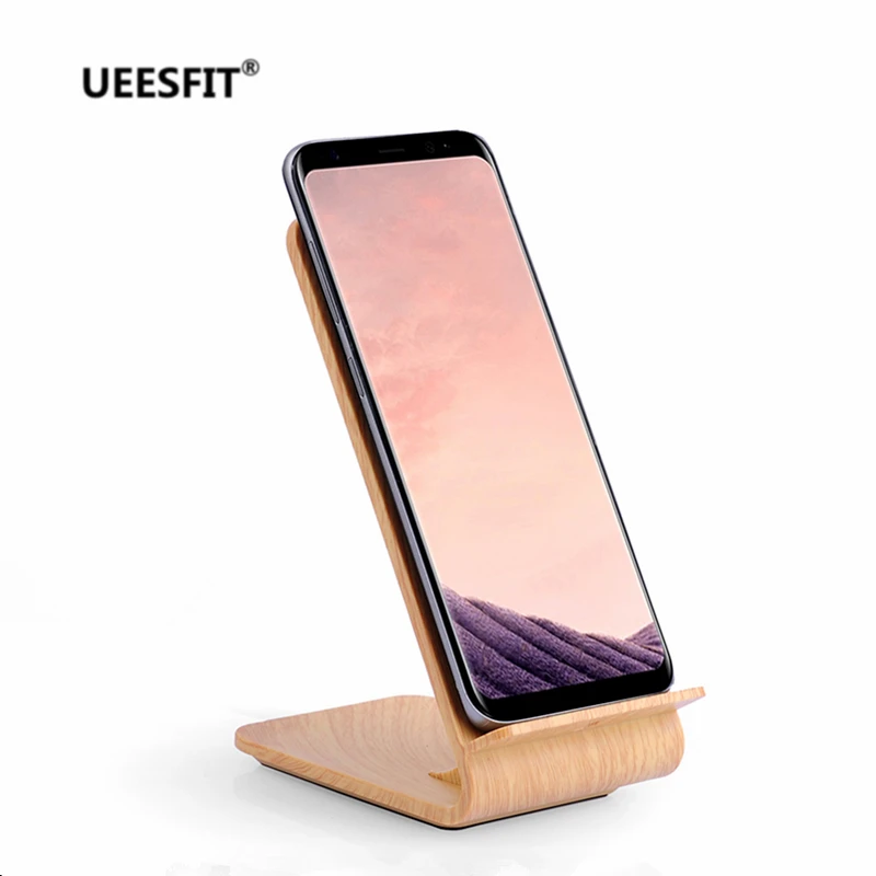 UEESFIT Wood Grain Fast Wireless Charger Quick Wireless Charging Stand for iPhoneX 8 8Plus Samsung Galaxy S9 S7 S8 edge/Note5
