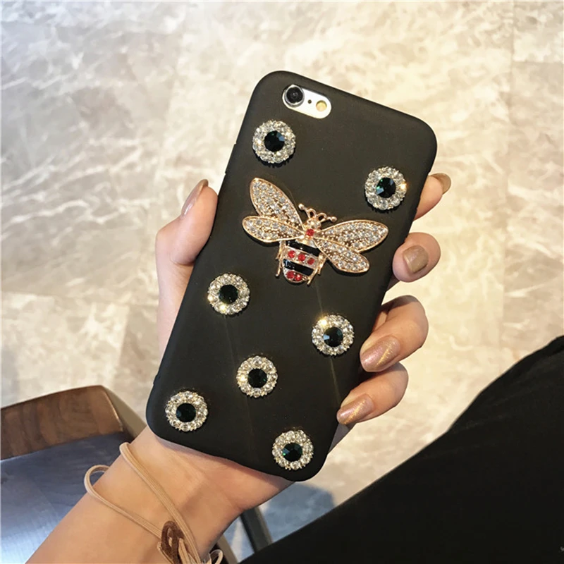 Luxury Retro 3D Diamond pearl bee snake soft case for iphone 5 5s 6 6s 7 8 plus 10 X cover luxury XS max XR Capa |