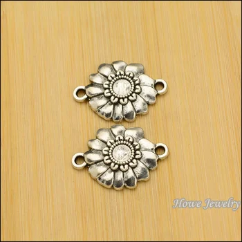 

45pcs Charm flowers connector Pendant Tibetan silver Zinc Alloy Fit European Necklace DIY Metal Jewelry Findings