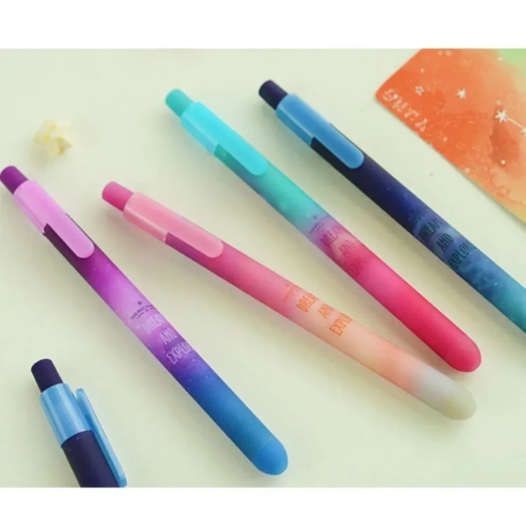 

2 PCS Cute Star Plastic Gel Pen Creative Space Jelly 0.5mm Black Ink Pens Office School Supplies Stationery Writing Gift
