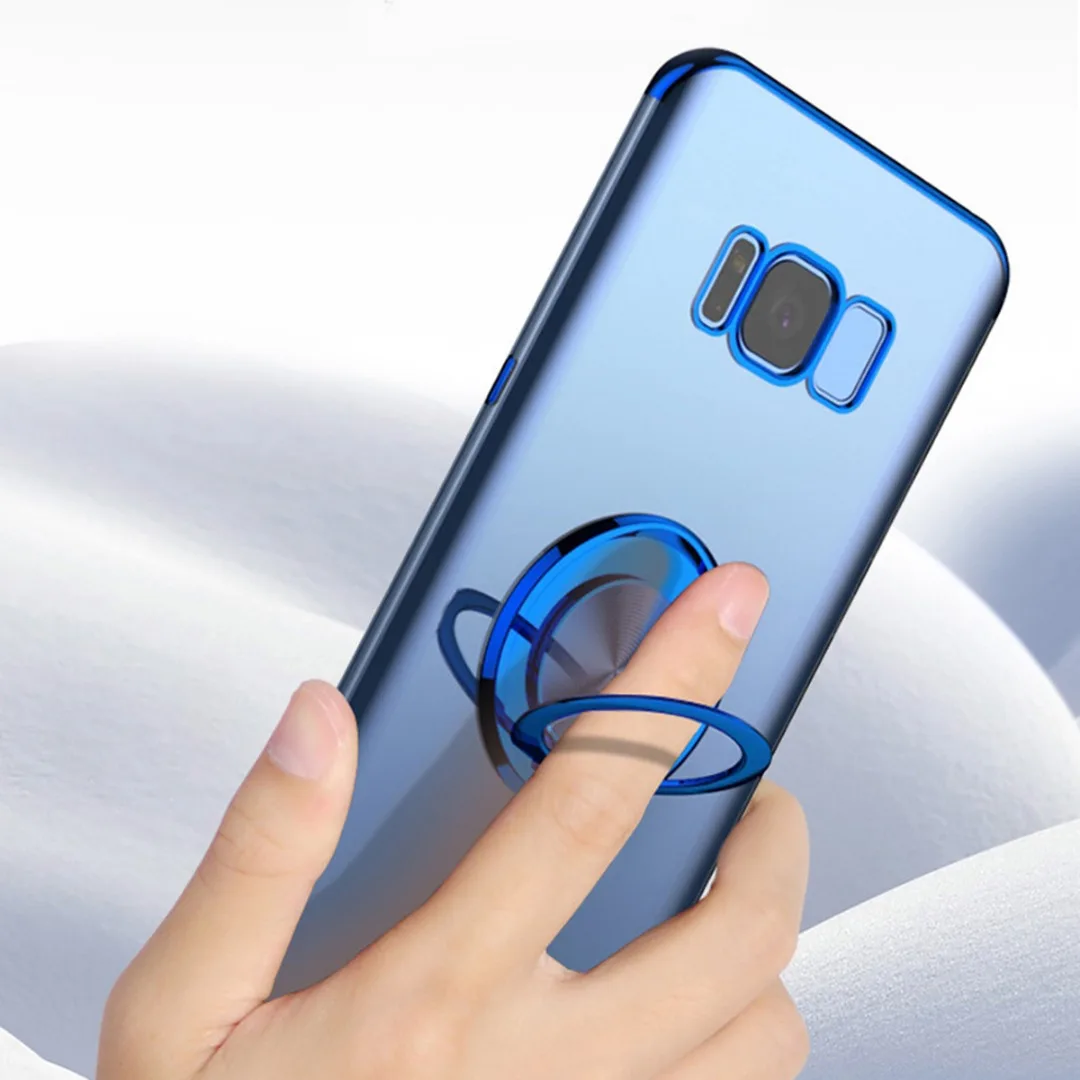 Luxury Car Bracket Soft TPU Ring Holder Stand Phone Case Back Cover for Samsung Galaxy Note 9 S8 S9 plus S10 Plus S10e Fundas