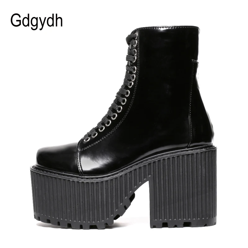 Женские ботильоны на платформе Gdgydh черные обувь в стиле панк/готика резиновой