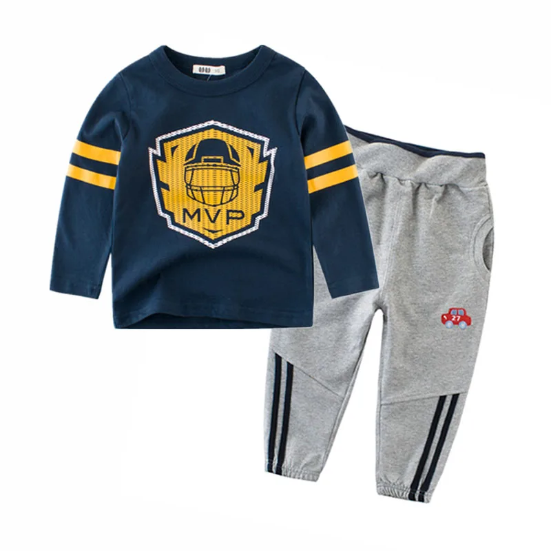 Детская одежда комплект 2 шт. костюмы из хлопка с длинными рукавами детская футболка и брюки набор От 2 до 8 лет комплект одежды для