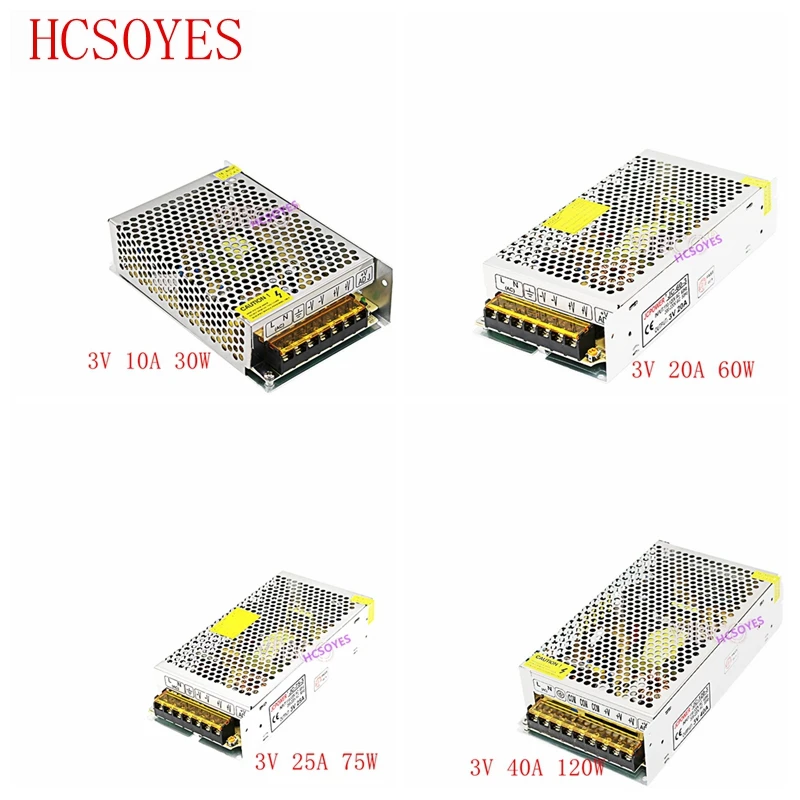 

DC3V Regulated Switching Power Supply 10A/20A/25A/40A 30W 60W 75W 120W Swich Driver Transformer AC110V 220V