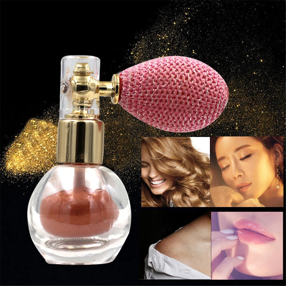 1pcs Brighten Shimmer Glitter Loose Powder Spray Face Makeup Stick Highlighter Powder Creamy Texture 4Colors Sprayer Cosmetics