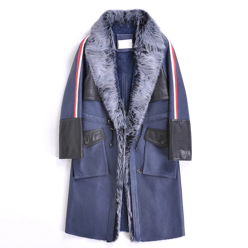 

2019 Thick Warm Winter Women Coat With Long Sleeve New Style Casual Real Leather Fur