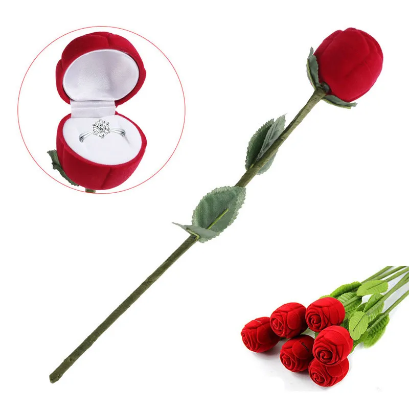 1 шт модные Романтические красные розы обручальные кольца коробки серьги ювелирные изделия Подарочная коробка