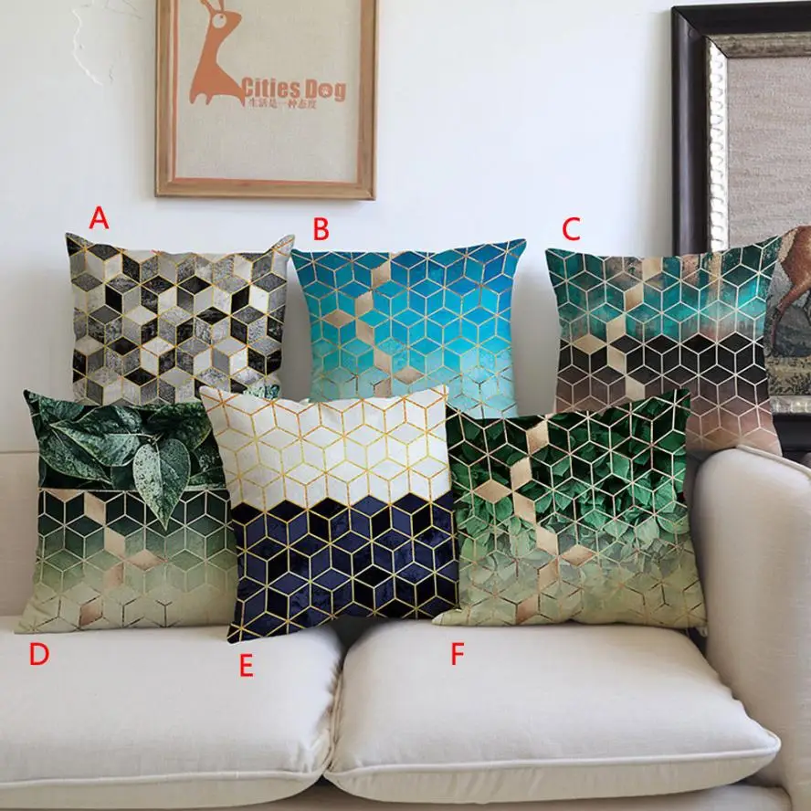 

2018 pillow case 45cm*45cm Geometric decorative pillow case vintage Cushion Cover Sofa Home Decor Gift 3.23