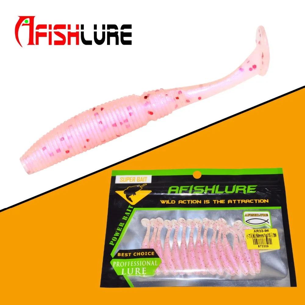 Afishlure, 15 шт./лот, мягкая рыболовная приманка, приманка, 1 г, 50 мм, светящаяся, весло, хвост, мягкая, Grubs, светящаяся в темноте, Т-образный хвост, приманка, джиг, голова, приманка для окуня