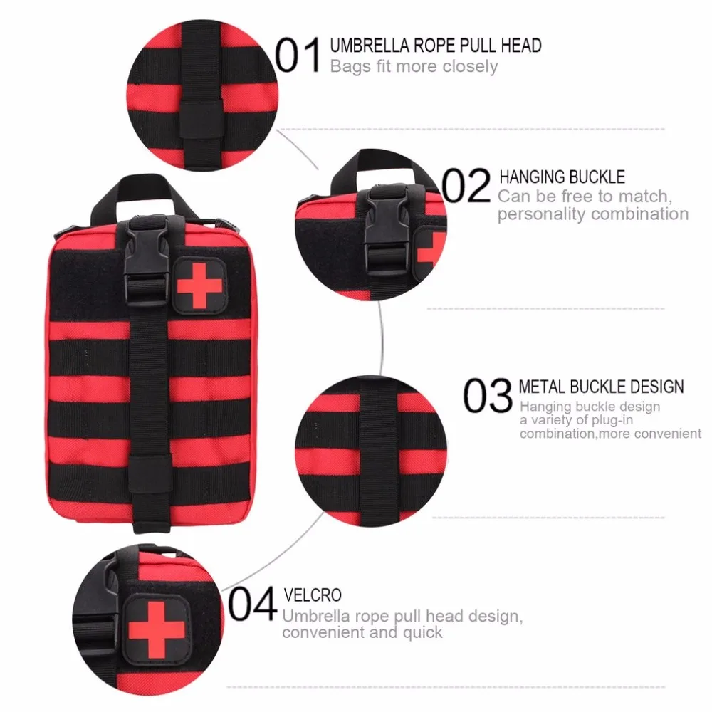 Kit de primeros auxilios de viaje de bolso médico táctico al aire libre multifuncional Paquete de cintura Camping escalada bolsa de emergencia Kit de supervivencia