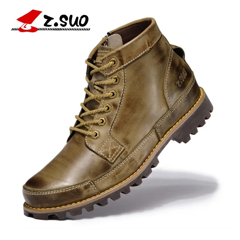 

2018 Autumn Men's Genuine Leather Boots Working Boots Mountain Shoes Vintage Oxford Ankle Boots High Quality Boots Men