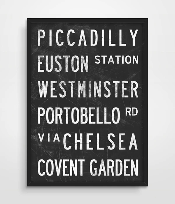 Distressed London Subway Sign, London City Print, Typographic Print, Typographic Poster, Vintage Home Decor, Apartment Decor, Typography