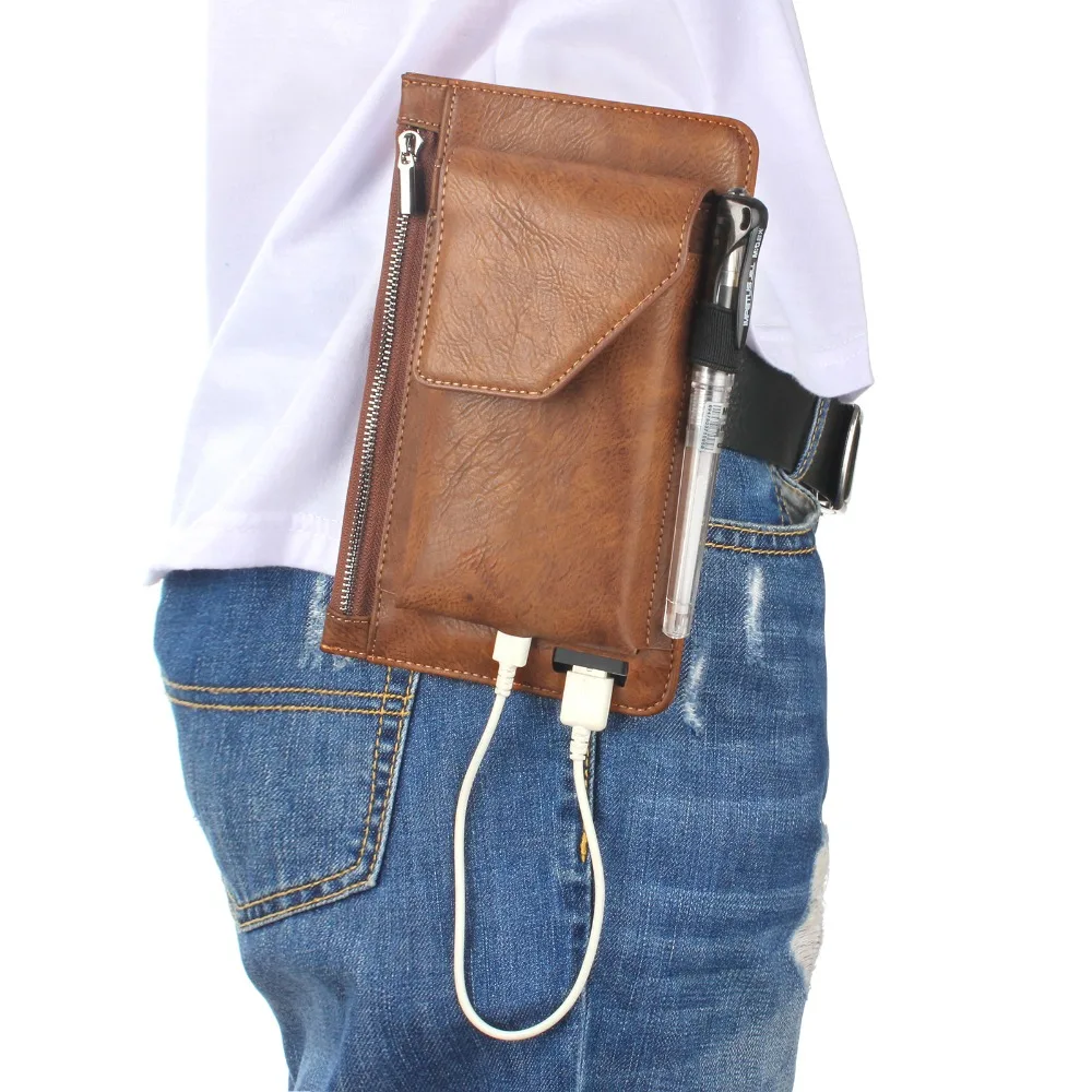 

PU Zipper Phone Pouch for Samsung J5 2016/ J7/J5/J3/J1 2017 Outdoor Sport Waist Belt Clip Bag Case with Pen Holder Phone Cover