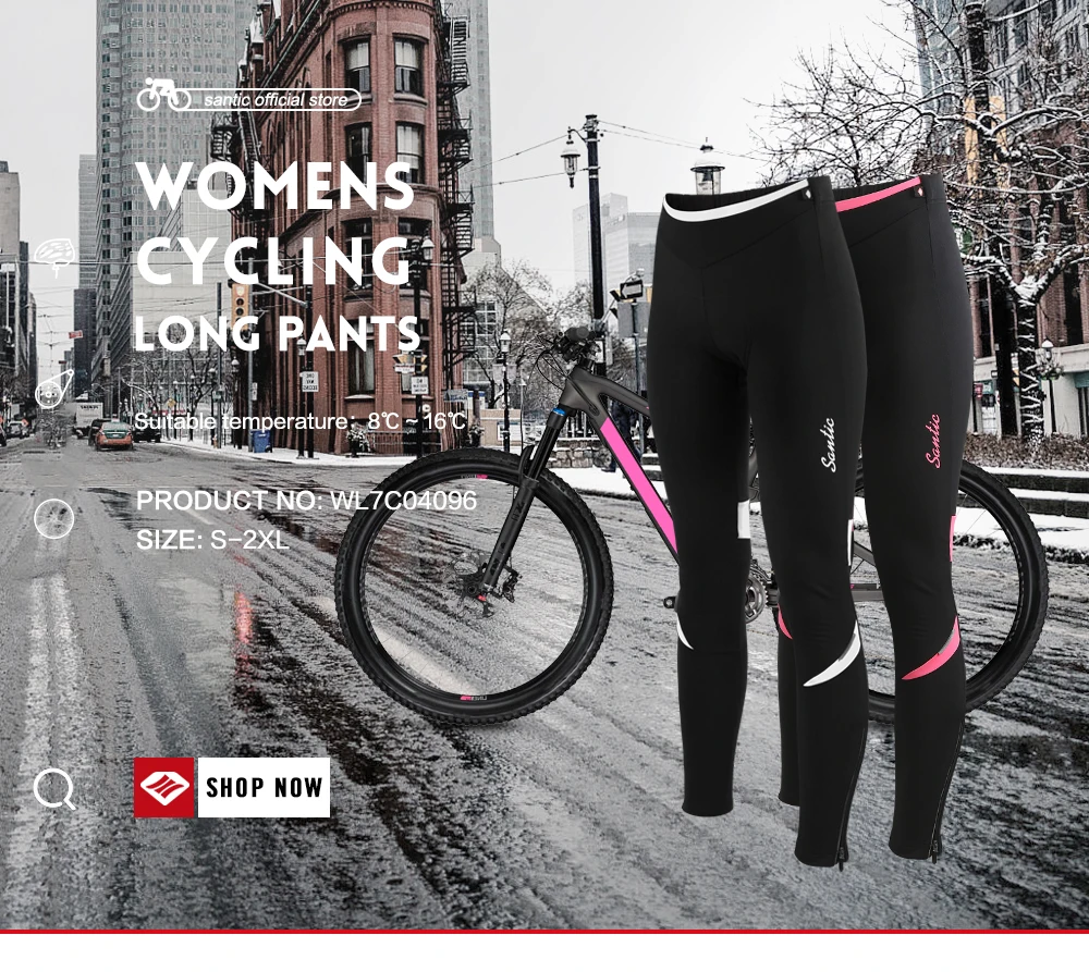 Santic женские велосипедные штаны с флисовой подкладкой, зимние 4D подушечки, светоотражающие велосипедные тепловые штаны, велосипедные штаны, азиатские S-2XL, L7C04096
