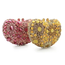 Роскошная женская розовая/желтая вечерняя сумочка с кристаллами, металлическая сумочка-клатч Minaudiere, Свадебный вечерний коктейльный алмазный кошелек, подарки для леди