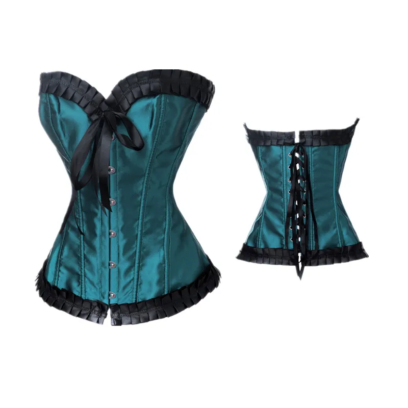 Сексуальный корсет для фитнеса девушек без бретелек зеленый атласный купальник