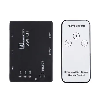 

3 in 1 out HDMI Switcher Splitter 1080P with IR Remote for PS3 PS4 for Xbox 360 PC DV DVD HDTV-ABS Black