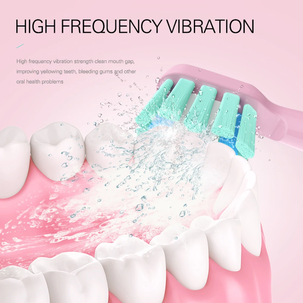 Звуковая электрическая зубная щетка без подзарядки для взрослых 2 Сменные головки 6 режимов Стоматологическая зубная щетка Зубы Дети гигиена полости рта