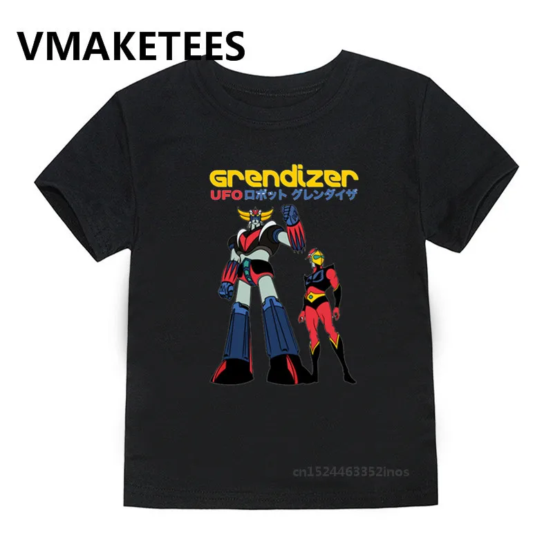Футболка с принтом робот и Grendizer для мальчиков девочек летние детские топы