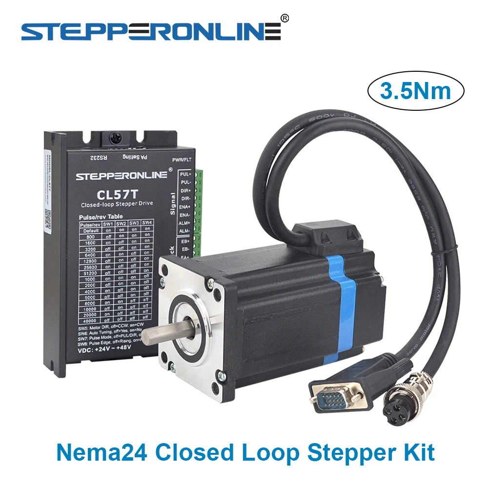 

1 Axis Closed Loop Stepper Motor Kit 3.5Nm Nema 24 Closed Loop Motor  Driver/ Nema24 Servo Motor Kits  2pcs Extension Cable