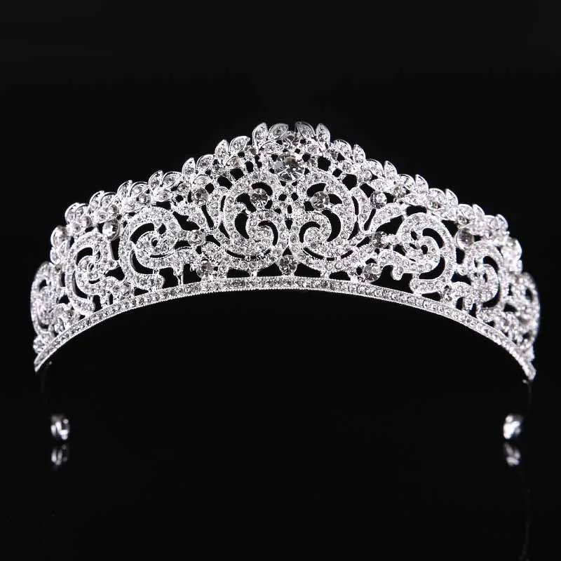 

Baroque hair accessories Silver Metal Tiaras Crown Crystal Rhinestone Big Diadem Headbands Wedding Bridal Hair Jewelry gift