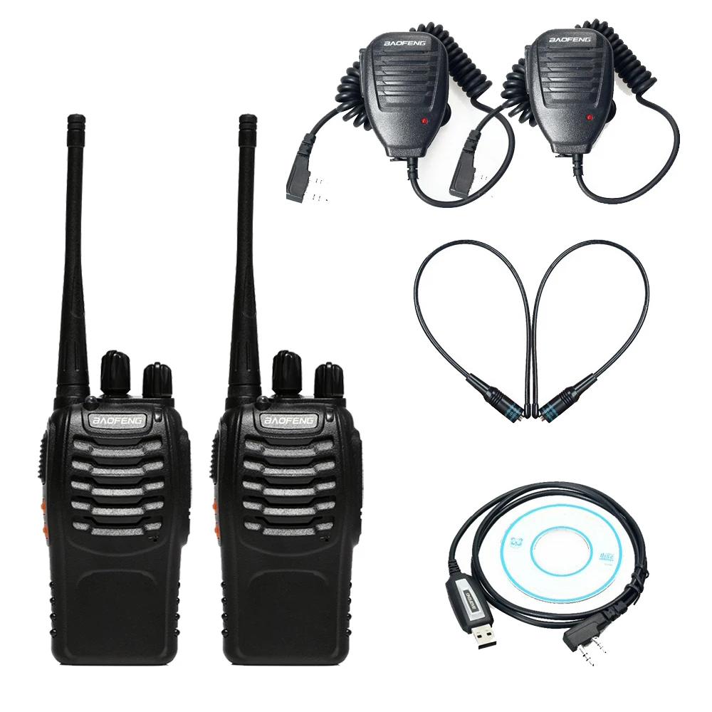 

2pcs Baofeng bf-888s Walkie Talkie CB Radio+USB Programming Cable Driver CD+2 x Handheld Microphone Speaker+2 x NA-771 Antenna