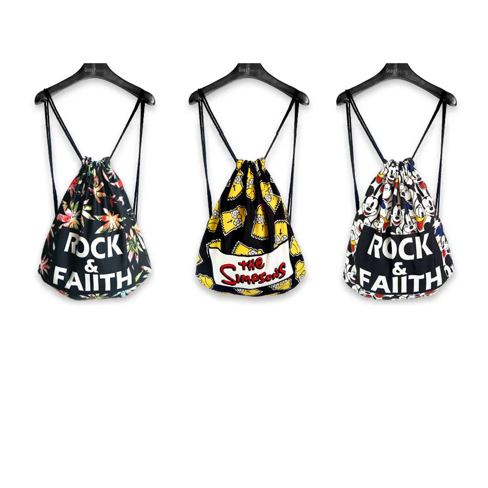 

2018 New Real None School Bags School Latest Home Stay Wind Shoulder Bag, Retro Printed Rope Bao Mitch Simpson Backpack Pocket