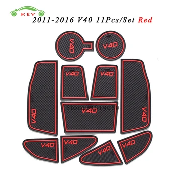 

For Volvo V40 2011-2016 Car Gate Slot Mat Rubber Anti-slip Door Pad Auto Cup Holder Mat Car Interior Accessories Decoration