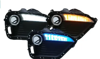 

eOsuns led drl daytime running light for Kia K2 2017-2018 with Dynamic moving yellow turn signal and blue night running light