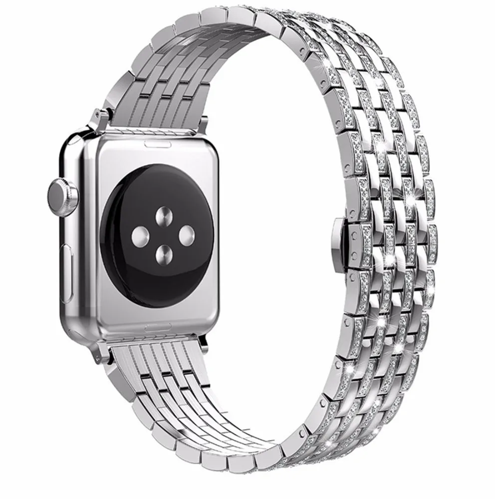 Diamond stainless steel strap For Apple Watch band 44mm/40mm iwatch series 4 3 2 1 wrist bracelet butrery Loop correa