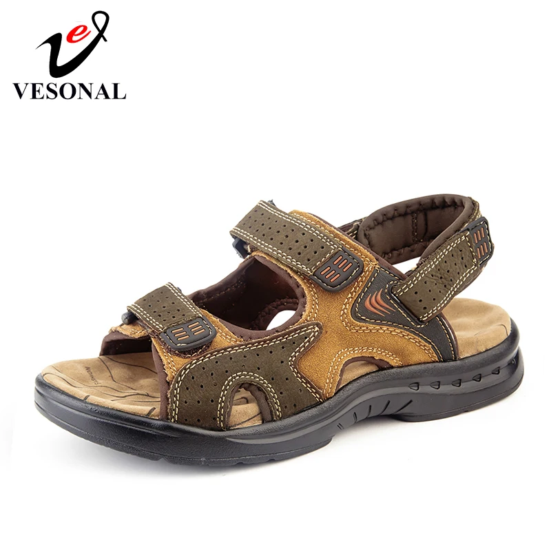 

VESONAL 2019 Summer New Genuine Leather Shoes Men Sandals For Male Casual Classic Out door Water Walking Beach Sandalias Sandal