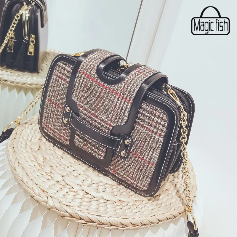 

Women's Leisure Messenger Magnetic Buckle Chain Small Square Single Shoulder Bag A9853/L