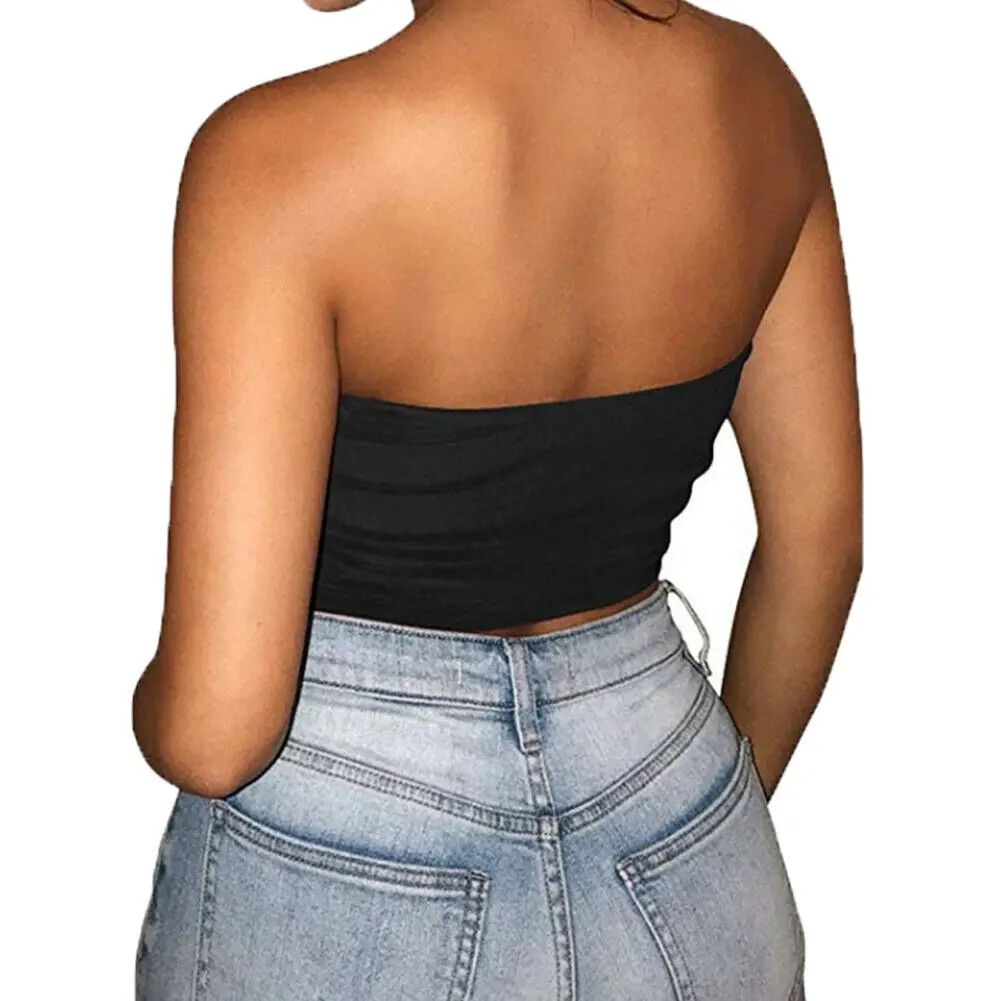 Strapless Women's Crop Top - Sexy Sleeveless Boob Bandeau Tube Shirt for a Stylish Look image 5