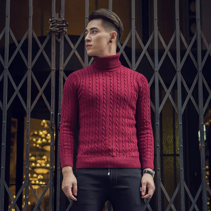 spyman Sweater Men Cotton Knitted Turtleneck Men Pullover Autumn Winter Turtle-Neck Men Sweater