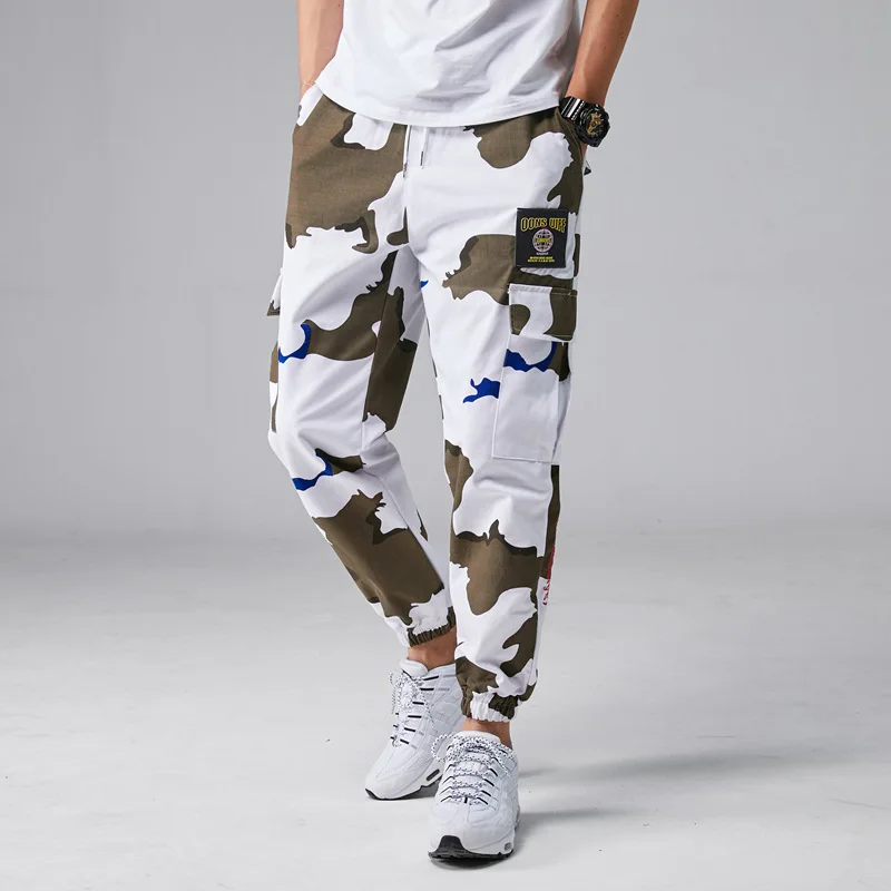 2019 Men Hip Hip Streetwear Men's Camouflage Joggers Pants Cotton Cargo Pant Elastic Waist Harem Pant Men Taktik Pantolon Casual