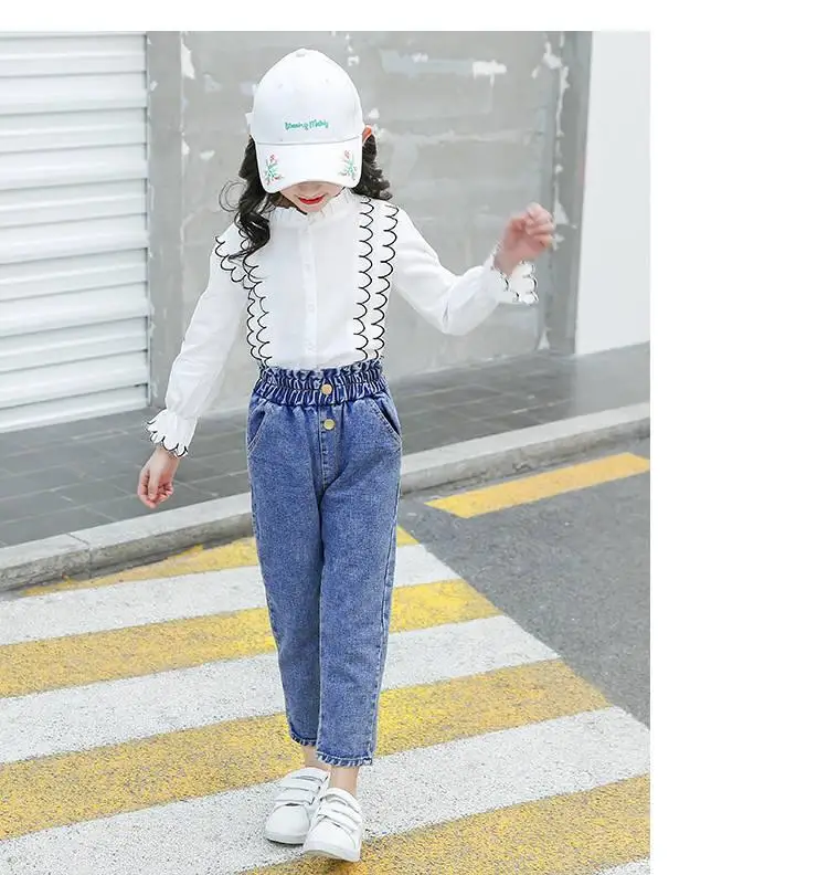 Spring Autum Children Jeans Pants Solid Kids Baby Jeans Casual Style Kids Denim Leggings For Girls Teenage Clothes N04