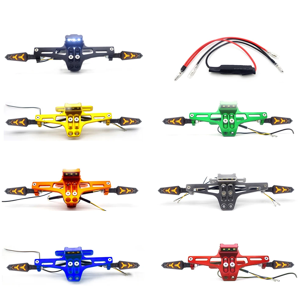 

Motorcycle rear license plate universal bracket and flashing turn signal For bmx honda dax kawasaki versys 650 accessories
