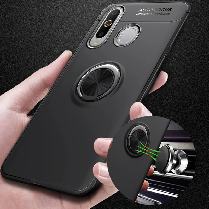 For Samsung Galaxy A9 2018 Case Finger Ring Holder Soft Silicone Matte Cover A8S A7 A6 Plus J4 J6 Prime |