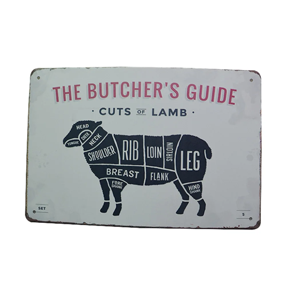 MAGNET CUTS OF PORK METAL VINTAGE RETRO TIN SIGN WALL PLAQUE BUTCHERS GUIDE