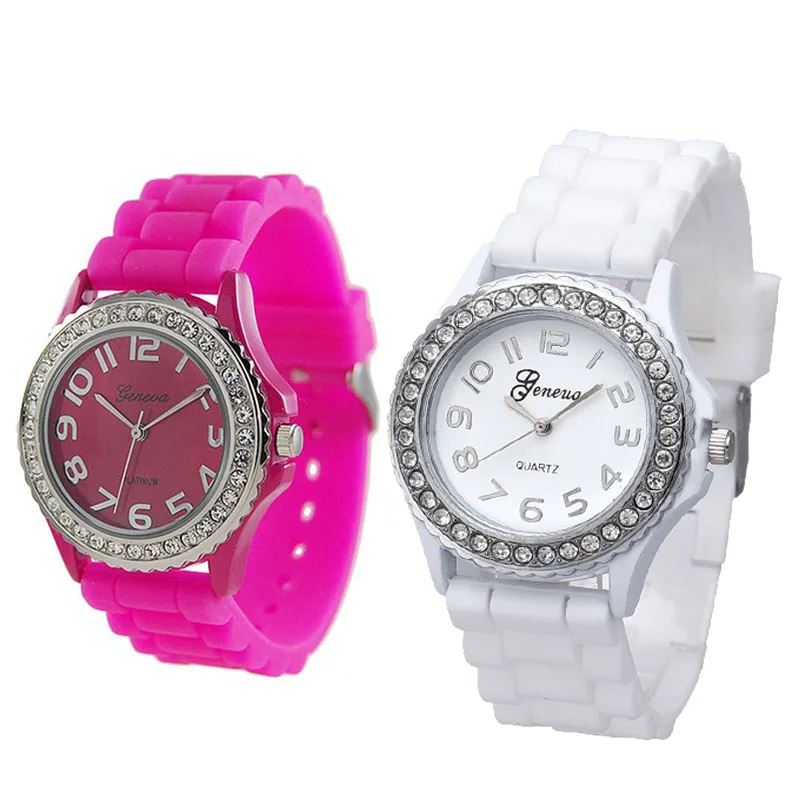 Мода Силиконовый гель Керамика стильный браслет с украшением в виде кристаллов ободок Для женщин часы браслет часы классические женские подарки Reloj Mujer Q4