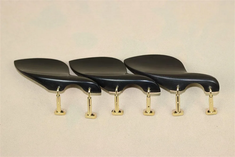 3 pc Natural Ebony wood 4/4 Violin Chinrest Violin Parts Golden Hook Clampviolin chinrest