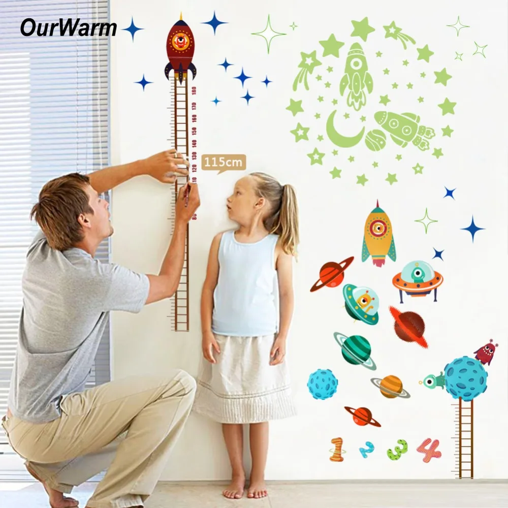 OurWarm Measure Height Sticker Wall Glow Sticker For Kids Rooms Growth